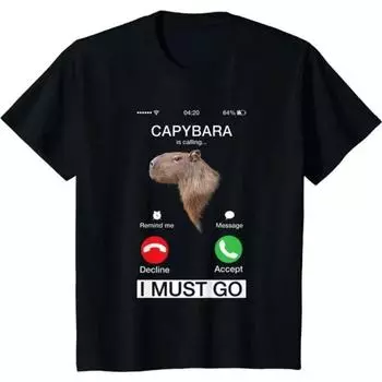 Футболка Calling Tees Funny Capibara Rodent Animal Lover Humor для женщин и мужчин, летняя повседневная футболка с круглым вырезом и коротким рукавом S