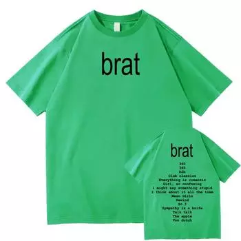Футболка Charli Xcx Brat Album Retro с коротким рукавом, летние мужские/женские футболки, повседневные, хлопковые, с особым гостем, футболки Shygirl унисекс XS зелёный