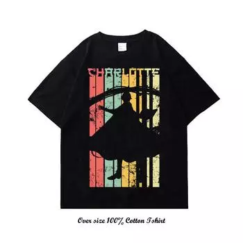 Футболка Charlotte Graphic Printed, хлопковые топы унисекс в стиле хип-хоп, летняя футболка с коротким рукавом в стиле оверсайз в стиле Харадзюку S