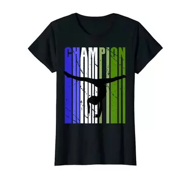 Футболка чемпионки по мотивации гимнастики для девочек в прыжках на перекладине чёрный