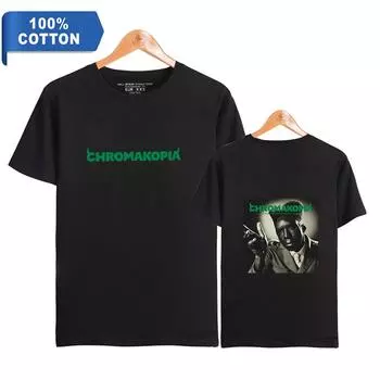 Футболка Chromakopia из 100% хлопка, летняя футболка с коротким рукавом, графическая футболка, топы для фитнеса XS чёрный