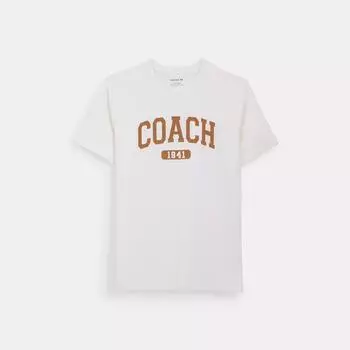 Футболка Coach Varsity из органического хлопка цвета слоновой кости