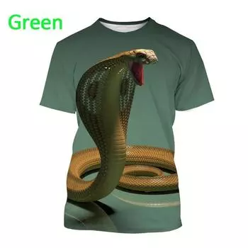 Футболка Cobra X Летняя мужская футболка с принтом животных Viper для мужчин и женщин, креативный повседневный уличный топ с коротким рукавом в стиле Харадзюку S