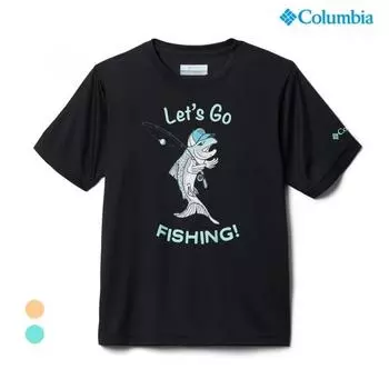 Футболка Columbia Kids Kids Pfg с коротким рукавом и рисунком, черная Black/115(XXS)