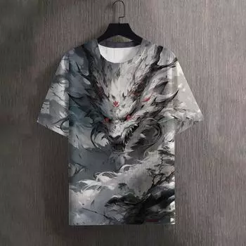 Футболка Cool Dragon для мужчин с 3D-принтом, винтажная, с круглым вырезом и коротким рукавом, модные футболки больших размеров, верхняя часть мужской летней уличной одежды S