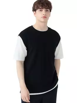 Футболка Cool Touch Fake Layered Vest NAVY M [BEAMS HEART] S/S Футболка мужская тёмно-синий