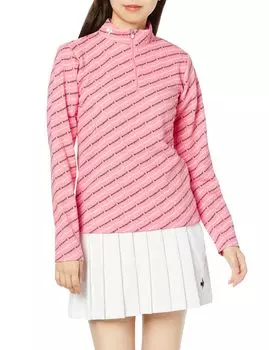 Футболка Coq Sportif с длинным рукавом и застежкой-молнией по всей длине, с узором, впитывающая влагу, генерирующая тепло UPF50, для гольфа QGWWJB08 PK00 [Le Golf] [Stretch Forcer] для женщин