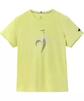 Футболка Coq SUNSCREEN Practice Shirt, впитывающая пот, быстросохнущая, с защитой от ультрафиолета, охлаждающая, с коротким рукавом, лаймовая [Le Sportif] футболка (UPF50+) (ЛН4ФХТ12М)