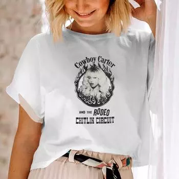 Футболка Cowboy Carter And The Rodeo Chitlin Circuit Футболка с изображением альбома Beyonce в стиле ретро унисекс Топ Cowboy Carter S белый