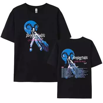 Футболка Crown The Witch Tour Bambie Thug с принтом, короткий рукав, хлопковые женские футболки, повседневная летняя футболка с круглым вырезом, уличная одежда в стиле хип-хоп XS чёрный