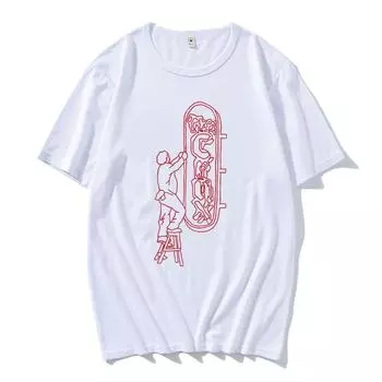 Футболка Crux Sign Ringer Футболки с принтом Djo Singer для мужчин Летняя футболка с коротким рукавом и круглым вырезом Графическая одежда XS белый