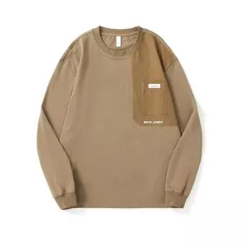 Футболка цвета хаки с длинными рукавами, мужская, свободного покроя, большого размера, молодежная, нижняя часть, верхняя одежда, свитер с круглым вырезом, модный бренд M королевский синий