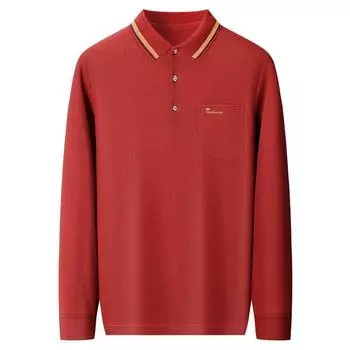 Футболка Dad Zhen Pocket Top Spring Lapel, новая повседневная мужская рубашка-поло с длинным рукавом M