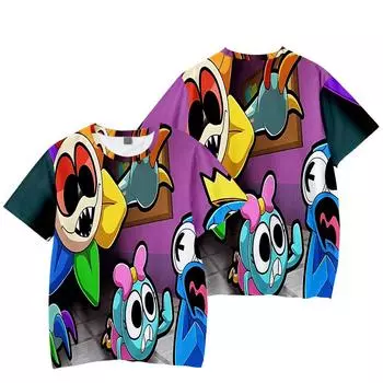 Футболка Dandy s World Anime, летняя футболка с коротким рукавом, футболка с героями мультфильмов, повседневные топы для фитнеса XS