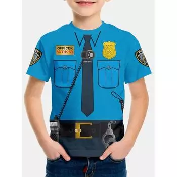 Футболка Детская одежда для мальчиков Топы с коротким рукавом Полицейский топ Одежда для детей Одежда для мальчиков 2024 Детская одежда Рубашка 100