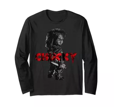 Футболка детская с длинным рукавом и красным акцентом от Play Chucky чёрный