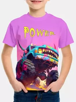 Футболка детская с принтом «Ферма Трактор Машина 3D» Летняя модная повседневная футболка для мальчиков с рисунком из мультфильмов Детская одежда унисекс Футболка Топ 100