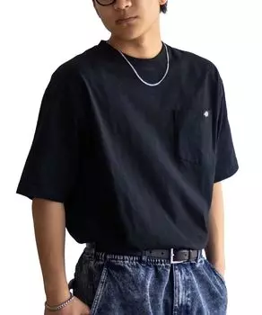 Футболка Dickies с коротким рукавом сбоку L мужская, 100% хлопок, разрез, верх, черная чёрный
