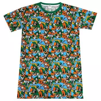 Футболка Disney Pixar Long Goofy All Over Pattern зеленого цвета, размер L, AWDS7258, Max/Chock