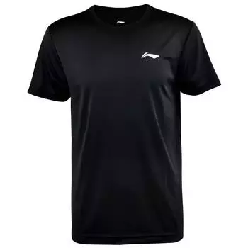 Футболка для бадминтона Li Ning Badminton Series, однотонная, с круглым вырезом, свободная, с коротким рукавом, унисекс, топы, черный ATSS959-1 M