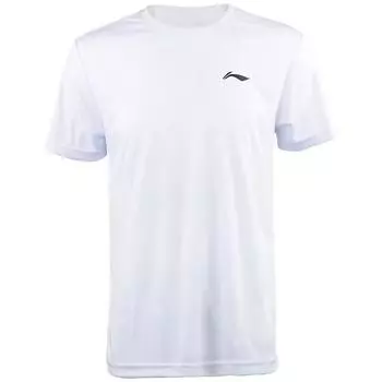 Футболка для бадминтона Li Ning Badminton Series, быстросохнущая, однотонная, с круглым вырезом, отводящая пот, мужская, белая ATSS959 XXL