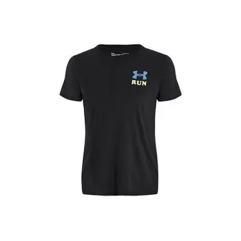 Футболка для бега Under Armour с логотипом и круглым вырезом, женские топы, черные 1367938-001 M