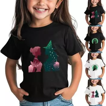 Футболка для детей для мальчиков и девочек с принтом, цветная, с коротким рукавом, свободный крой, пуловер, топы 100