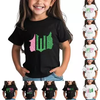 Футболка для детей для мальчиков и девочек с принтом, цветная, с коротким рукавом, свободный крой, пуловер, топы 100 бежевый