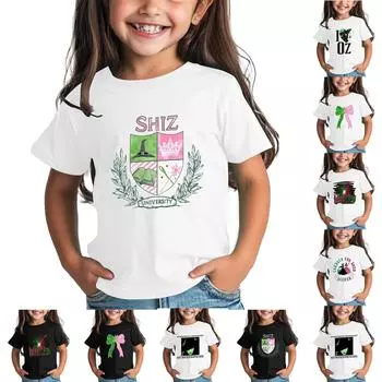 Футболка для детей для мальчиков и девочек с принтом, цветная, с коротким рукавом, свободный крой, пуловер, топы 100 бежевый