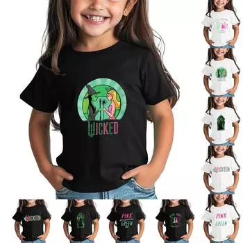 Футболка для детей для мальчиков и девочек с принтом, цветная, с коротким рукавом, свободный крой, пуловер, топы 120