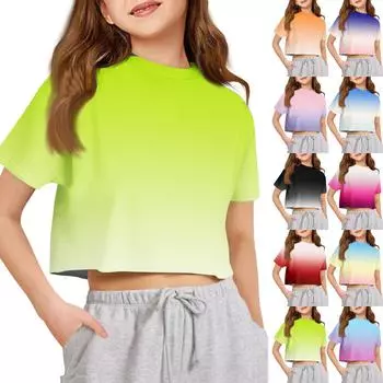 Футболка для детей для мальчиков и девочек с принтом, цветная, с открытым пупком, короткий рукав, свободный крой, пуловер, топы 100 бежевый