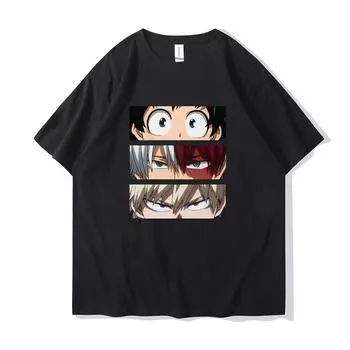 Футболка для детей из аниме «My Hero Academia», мультяшная футболка Boku No Hero Academia, одежда для девочек, для мальчиков, черная футболка, детские топы, TH24491122 S