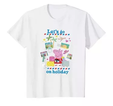Футболка для детей Peppa Pig Go on Holiday Stamps Let s белый