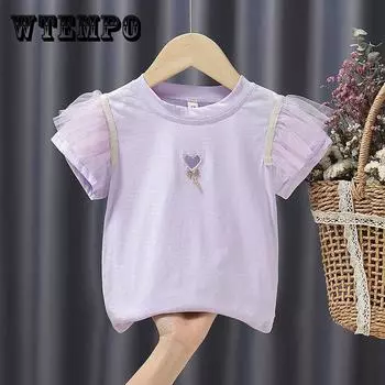 Футболка для девочек 3, 5, 6, 7, 8 лет, футболки с короткими рукавами для мальчиков, детская одежда с вышивкой, детская одежда для дня рождения 130 оранжевый