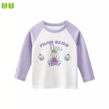 Футболка для девочек, детский топ с длинными рукавами и рисунком из хлопка, хлопок 90cm красный