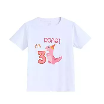 Футболка для девочек, футболки для девочек с динозавром на день рождения для мальчиков 1–6 лет, рубашки с динозавром на день рождения 3T(100)