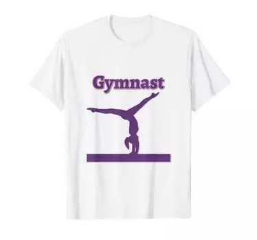 Футболка для девочек-гимнасток, балансировочное бревно, розовая, фиолетовая, пастельная белый