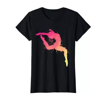 Футболка для девочек-гимнасток на ретро-мате для гимнастики чёрный