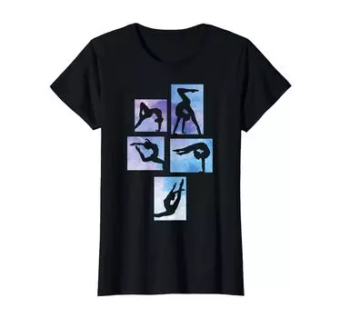 Футболка для девочек-гимнасток на ретро-мате для гимнастики чёрный