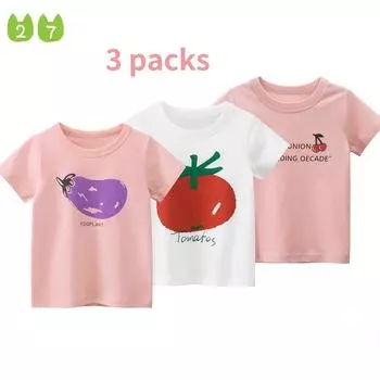 Футболка для девочек, летняя детская рубашка, милая детская рубашка с короткими рукавами 90cm