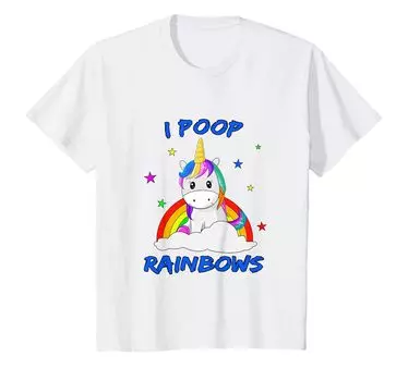 Футболка для девочек с изображением забавного единорога «Я какаю радугу» для детей белый