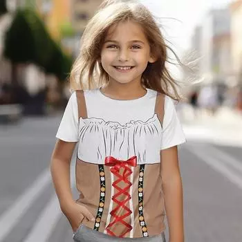 Футболка для девочки Cosply, летняя, повседневная, удобная, дышащая, с коротким рукавом, с принтом 3D, забавная, для девочек, детская одежда 100