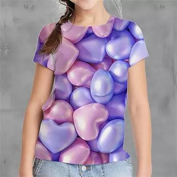 Футболка для девочки с принтом Candy Fun, летняя повседневная футболка с коротким рукавом для девочек, крутая детская одежда с принтом 3D, футболка 100