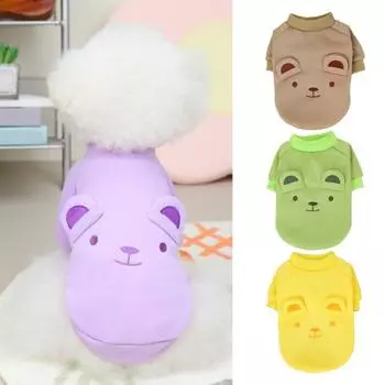 Футболка для домашних животных, милая вышитая мягкая моющаяся футболка с изображением маленького медвежонка, домашнее животное L коричневый