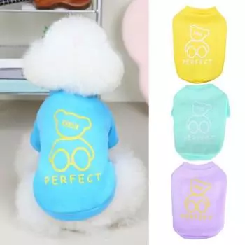 Футболка для домашних животных с удобным принтом, мягкая, моющаяся, прочная, сохраняет тепло, полиэстер, внешний вид маленького медвежонка, домашнее животное L фиолетовый