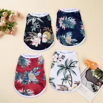 Футболка для домашних животных в гавайском пляжном стиле для маленьких и средних собак, кошек, летняя дышащая жилетка для щенков, пальто для французского бульдога и йоркширского терьера XS