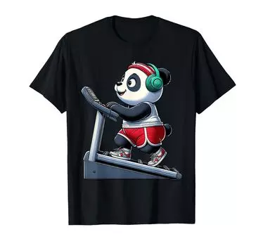 Футболка для фитнес-тренировок Panda Stair Climber Gym Fitness Training Sports чёрный