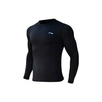 Футболка для фитнеса с длинным рукавом Li Ning Logo Quick-Dry High Stretch Training, мужские топы, черная AUDR125-1 S