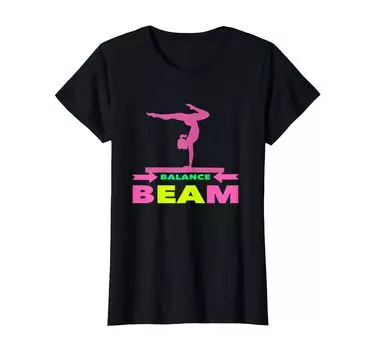 Футболка для гимнастики на бревне для гимнастки-подростка чёрный