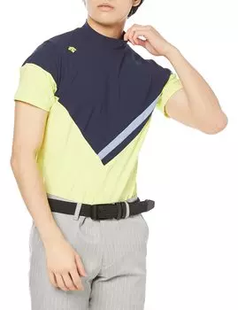 Футболка для гольфа с коротким рукавом и воротником-стойкой, эластичная, с защитой от пота и ультрафиолета DGMSJA07 LM00 M [DESCENTE GOLF] [модель осень/зима 21 года] UPF50+ для мужчин (Лайм)